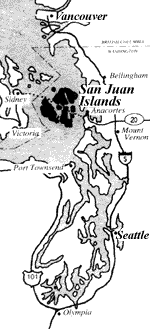 map locating the San Juan Islands in the Puget Sound area